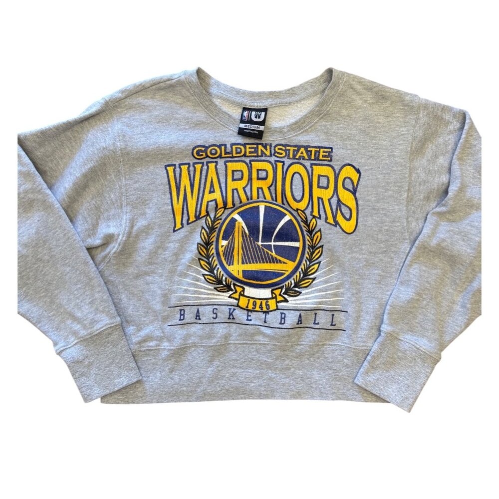 Golden State Warriors Crop Sweatshirt Gray NBA Medium Womens Basketball Pullover